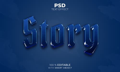 Hiệu ứng chữ 3D PSD màu xanh dương đậm