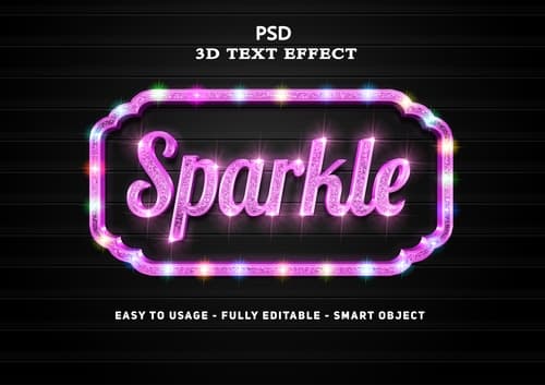 Hiệu ứng chữ 3D PSD màu hồng sang trọng