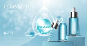 Banner quảng cáo serum dưỡng ẩm trên nền xanh P28 file EPS