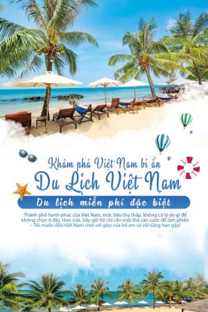 Poster du lịch biển Việt Nam mẫu 11 PSD