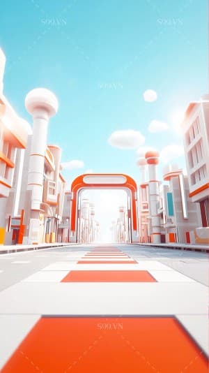 Background đường thành phố 3D file JPG mẫu JP130