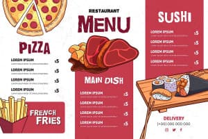 Mẫu menu nhà hàng Pizza K05 file AI và EPS