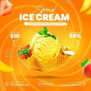 Banner quảng cáo kem ốc quế file PSD - mẫu số 640