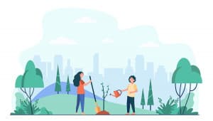 Hình minh họa trồng cây xanh bảo vệ thành phố file AI - mẫu số 7857
