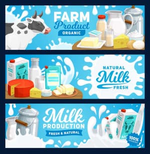 Banner sản phẩm bơ sữa được sản xuất từ sữa bò hữu cơ A14 file EPS