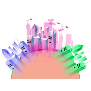 Hình minh họa thành phố tương lai xanh file PSD - mẫu số 62