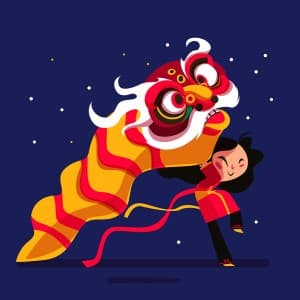 Hình ảnh cô gái múa kỳ lân file vector mẫu KL32