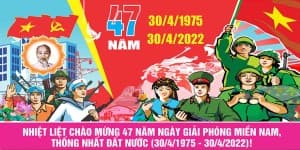Banner kỷ niệm ngày thống nhất đất nước file CDR mẫu GP9