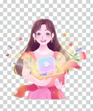 Hình ảnh cô gái nhận quà ngày 8-3 file PSD mẫu CG231