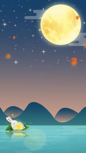 Background đêm trăng trung thu trên sông file PSD mẫu TT287