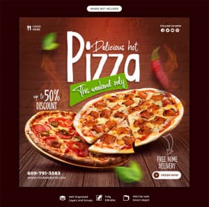 Banner quảng cáo bánh pizza lạp xưởng file PSD - mẫu số 525