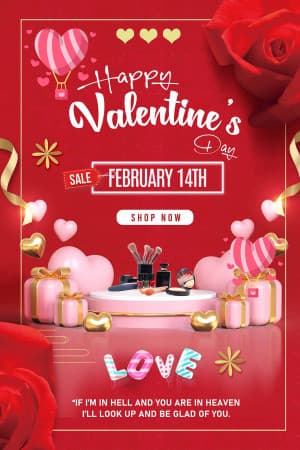 Poster trưng bày mỹ phẩm ngày Valentine 25 file PSD