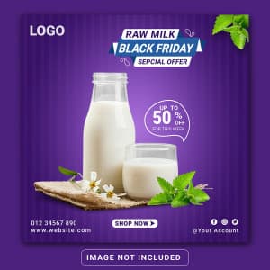 Banner chai sữa trắng nền màu tím