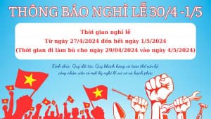 Thông báo lịch nghỉ lễ 30.4 - 01.5 nền xanh mẫu 41 file PNG