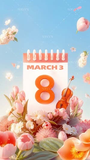 Background tình yêu ngày mùng 8/3 file PNG mẫu PM821