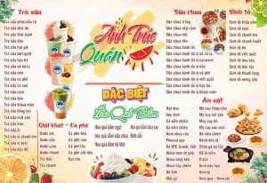 Menu quán trà sữa đồ ăn vặt file CDR