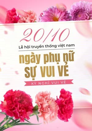 Poster chúc mừng ngày phụ nữ Việt Nam file PSD mẫu CG263