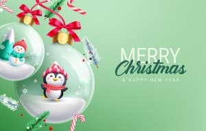 Banner quả cầu tuyết dịp noel file vector mẫu số 964