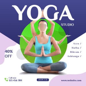 Poster phòng tập yoga minh họa tư thế ngồi thiền Y16 file PSD
