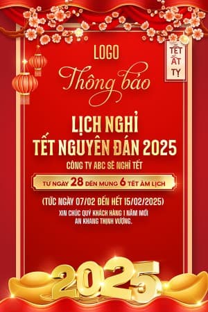 Poster lịch nghỉ tết nguyên đán file PSD mẫu KX74