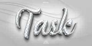 Hiệu ứng chữ 3D màu bạc file PSD mẫu HU765