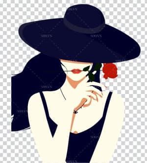 Hình ảnh cô gái cầm bông hoa hồng ngày 8-3 file PNG mẫu CG194