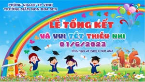 Backdrop Phông nền lễ tổng kết và vui tết thiếu nhi - File Corel số 8