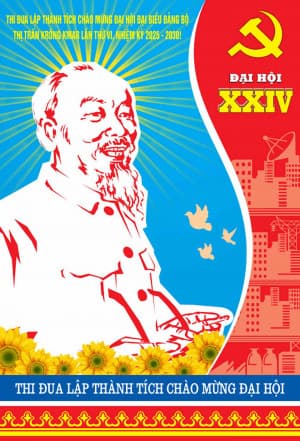 Phướn thi đua chào mừng đại hội có chân dung Bác Hồ mẫu 21 file corel