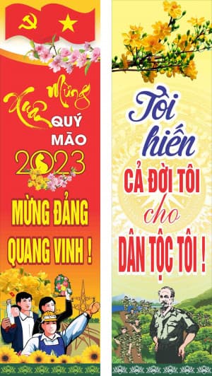 Phướn mừng Đảng mừng xuân 2024 file CDR mẫu D183