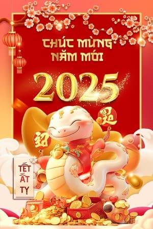 Poster con rắn tết 2025 file PSD mẫu 25R521