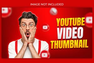 Ảnh thumb kênh youtube nền màu đỏ mẫu 44 file PSD