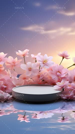 Background bục 3d thiên nhiên file PNG mẫu PM843