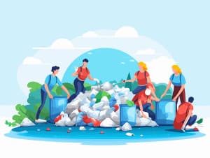 Hình ảnh nhặt rác bảo vệ môi trường file EPS và AI mẫu X13