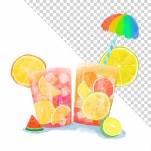 Hình ảnh cốc trà hoa quả file PNG mẫu JP43