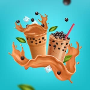 Hình minh họa cốc trà sữa trân châu đường đen file vector mẫu số 135