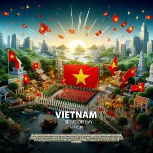 Banner chào mừng ngày giải phóng miền nam thống nhất đất nước file PSD mẫu PM759