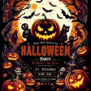 Poster lễ hội halloween bí ngô ma quái file PSD mẫu MB206