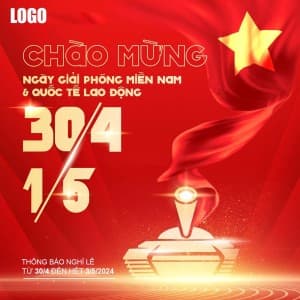 Banner chào mừng ngày lễ 30/4 - 1/5 file PSD mẫu PM770