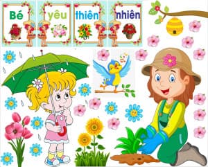 Backdrop, Mẫu decal dán tường trang trí trường học - File Corel Số 18