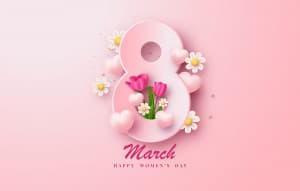 Banner ngày 8.3 trang trí hoa tulip hồng file EPS