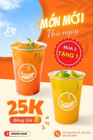 Poster quảng cáo trà đào file vector mẫu B192
