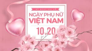 Banner chúc mừng ngày phụ nữ Việt Nam lãng mạn file PSD mẫu CG262