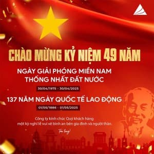 Banner chào mừng ngày lễ 30/4 - 1/5 file PSD mẫu PM765