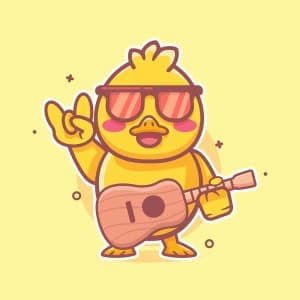 Hình minh họa con vịt vàng cầm đàn guitar file vector mẫu số 858