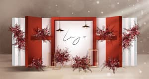 Backdrop chụp hình đám cưới tự làm phối màu đỏ và trắng 01 file PSD