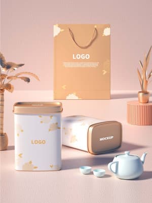 Muckup bao bì trà file PSD mẫu D37