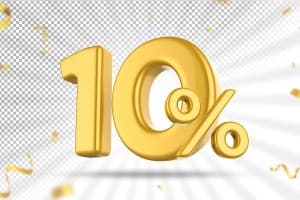 Hình ảnh con số giảm giá 10% chữ vàng file PNG mẫu GP221