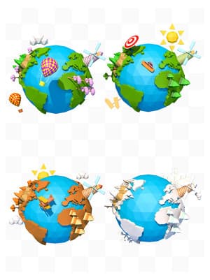 Hình ảnh trái đất xanh 3D mẫu 21 file PSD và C4D - Mã 544