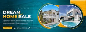 Banner quảng cáo biệt thự có hồ bơi file PSD - mẫu số 66