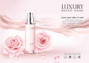 Banner quảng cáo xịt khoáng hương hoa hồng P12 file EPS